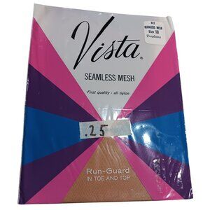 Vtg 70s Vista Seamless Mesh Run-Guard Pantyhose Size 10 Nylon Tropicana